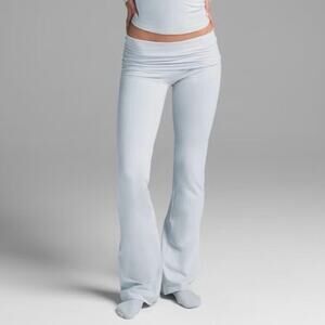 NWOT Skims S Cotton Blend Foldover Jersey Flare Yoga Pants Zen Blue Balletcore